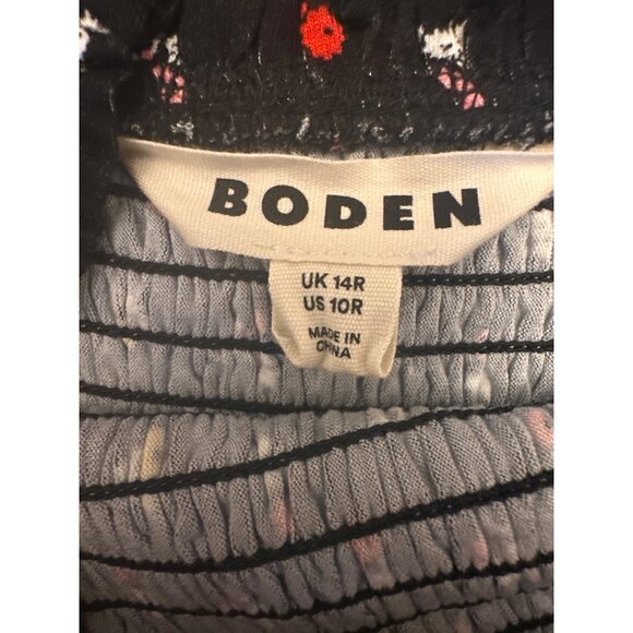 Boden Black Sleeveless Floral Midi Dress Size 10R Cottage Country Summer Coastal - Picture 3 of 6